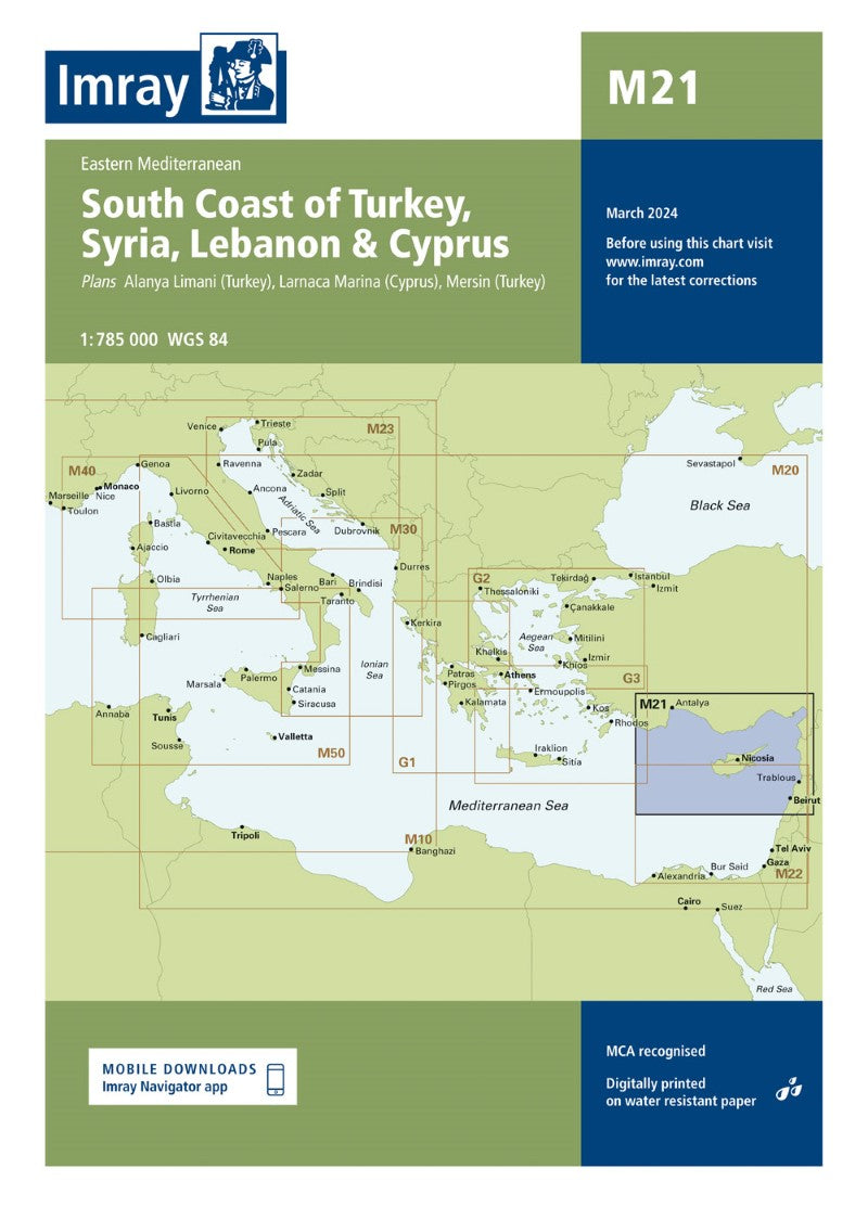 M21 South Coast of Turkey, Syria, Lebanon and Cyprus Nautical Charts