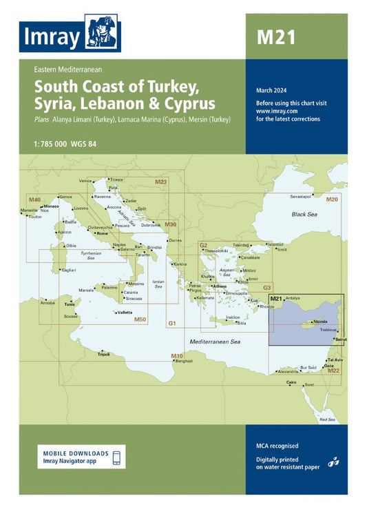 M21 South Coast of Turkey, Syria, Lebanon and Cyprus Nautical Charts