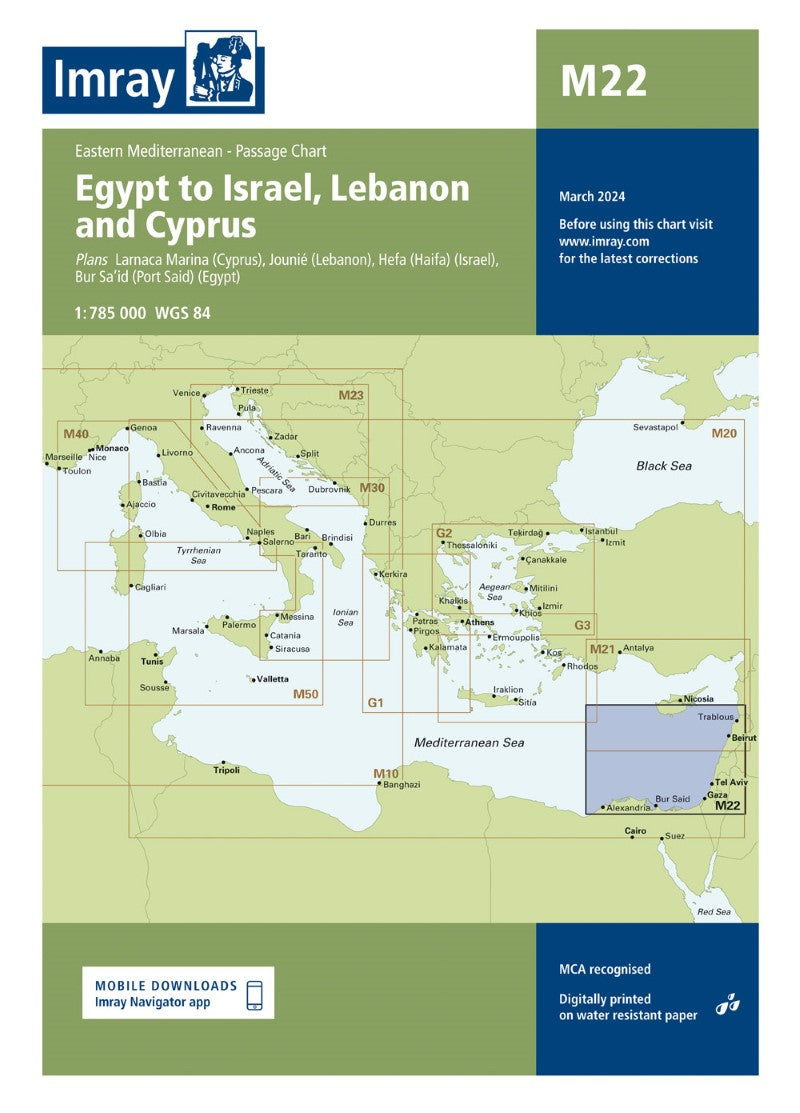 M22 Egypt to Israel, Lebanon and Cyprus Nautical Charts