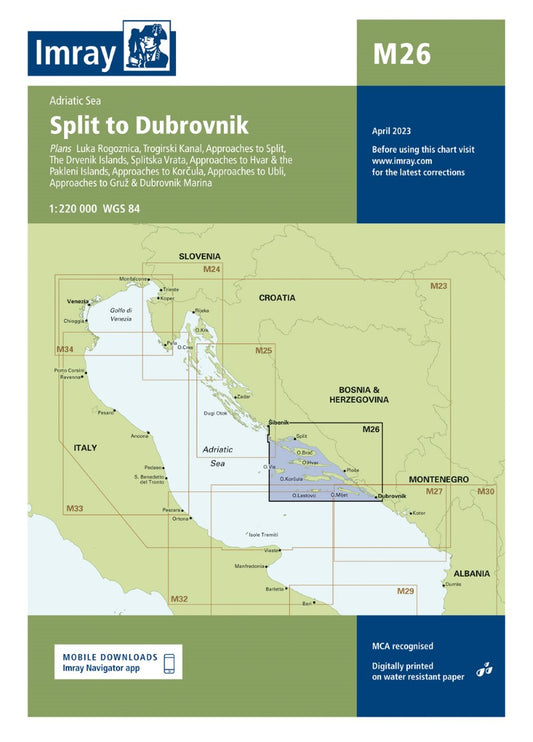 M26 Split to Dubrovnik Nautical Charts