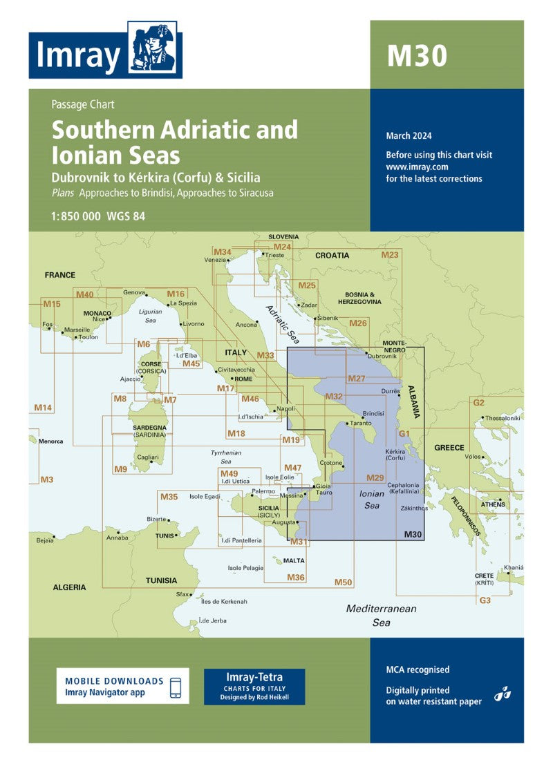 M30 Southern Adriatic and Ionian Seas Nautical Charts