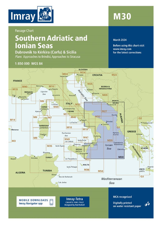 M30 Southern Adriatic and Ionian Seas Nautical Charts