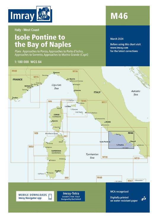 M46 Isole Pontine to the Bay of Naples Nautical Charts