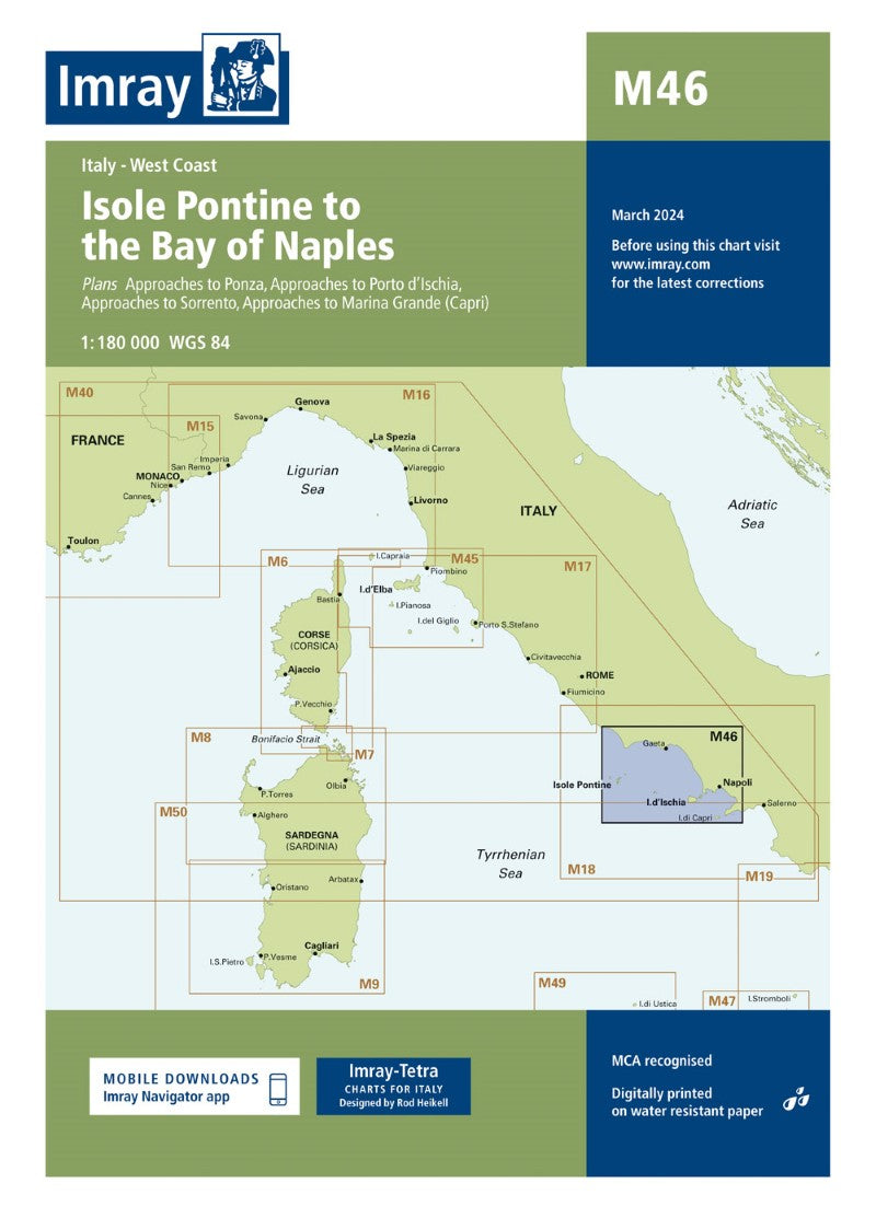M46 Isole Pontine to the Bay of Naples Nautical Charts