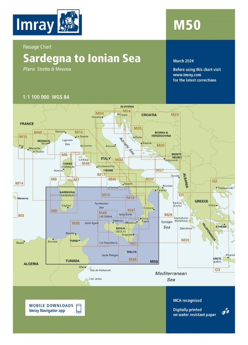 M50 Sardegna to Ionian Sea Nautical Charts