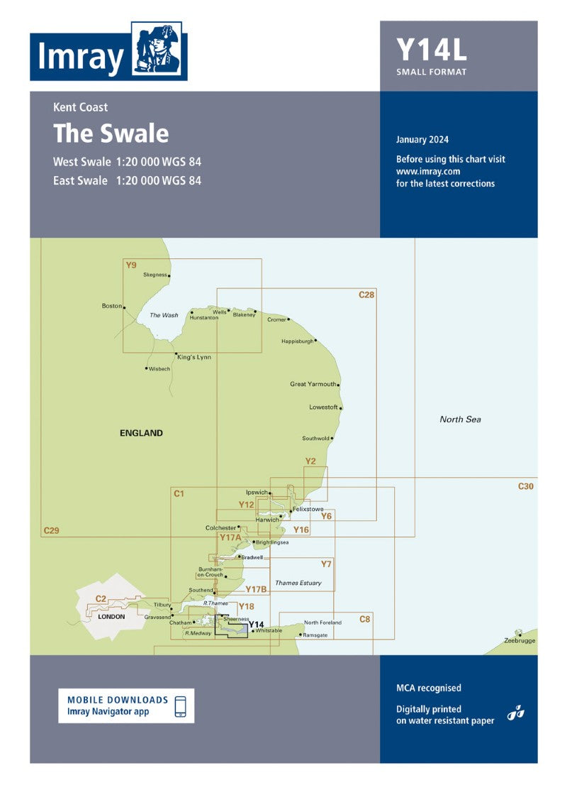 Y14L, Laminated, The Swale (Small Format) Nautical Charts
