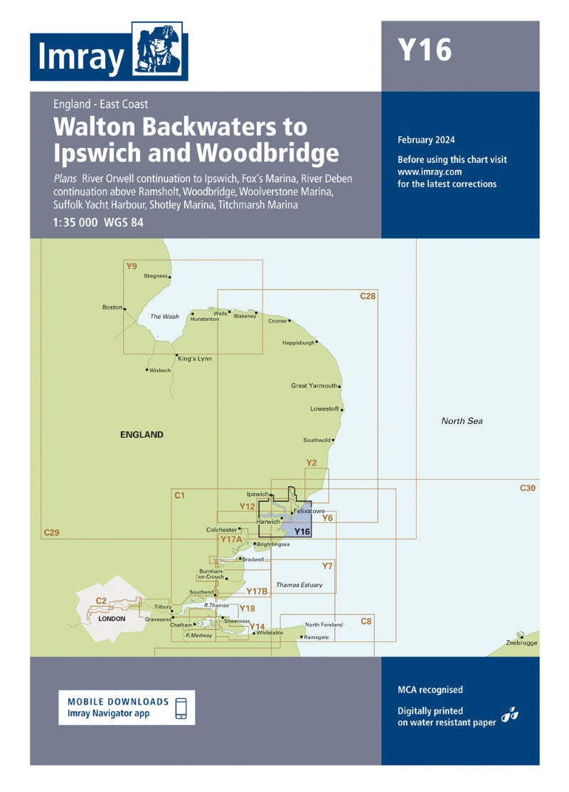 Y16 Walton Backwaters to Ipswich and Woodbridge Nautical Charts