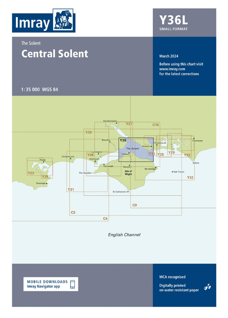 Y36L, Laminated, Central Solent (Small Format) Nautical Charts