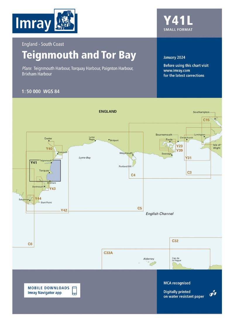 Y41L, Laminated, Teignmouth and Tor Bay (Small Format) Nautical Charts