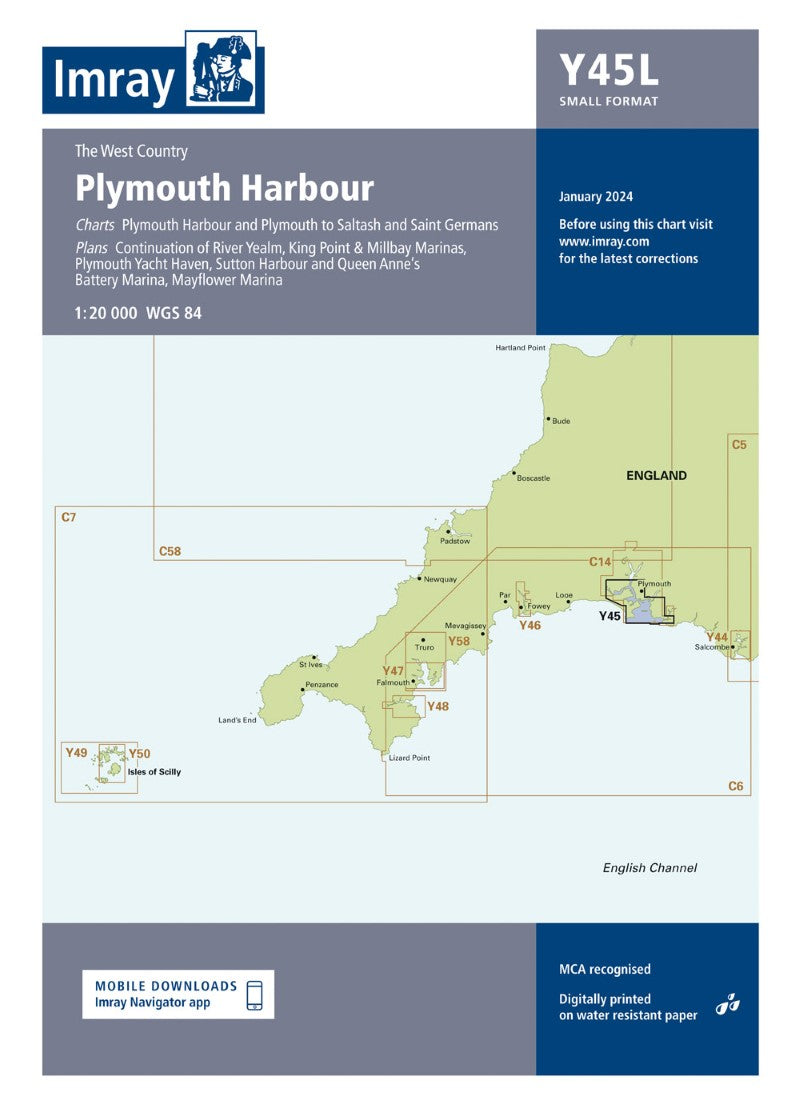 Y45L, Laminated, Plymouth Harbour (Small Format) Nautical Charts