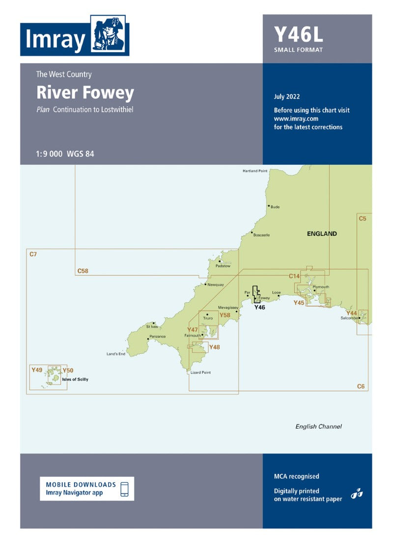 Y46L, Laminated, River Fowey (Small Format) Nautical Charts