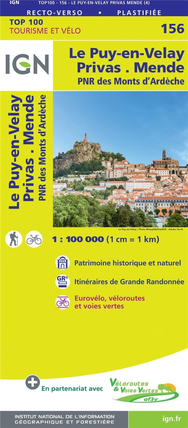 Le-Puy-en-Velay, Privas, Mende - France 1:100,000 Topographic Map Sheet 156