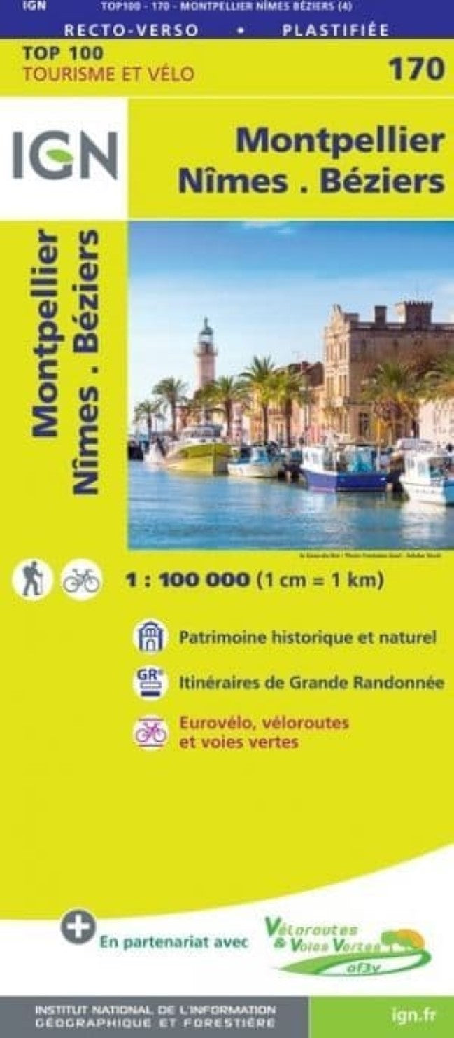 Montpellier - Nimes France 1:100,000 Topographic Map - Sheet #170