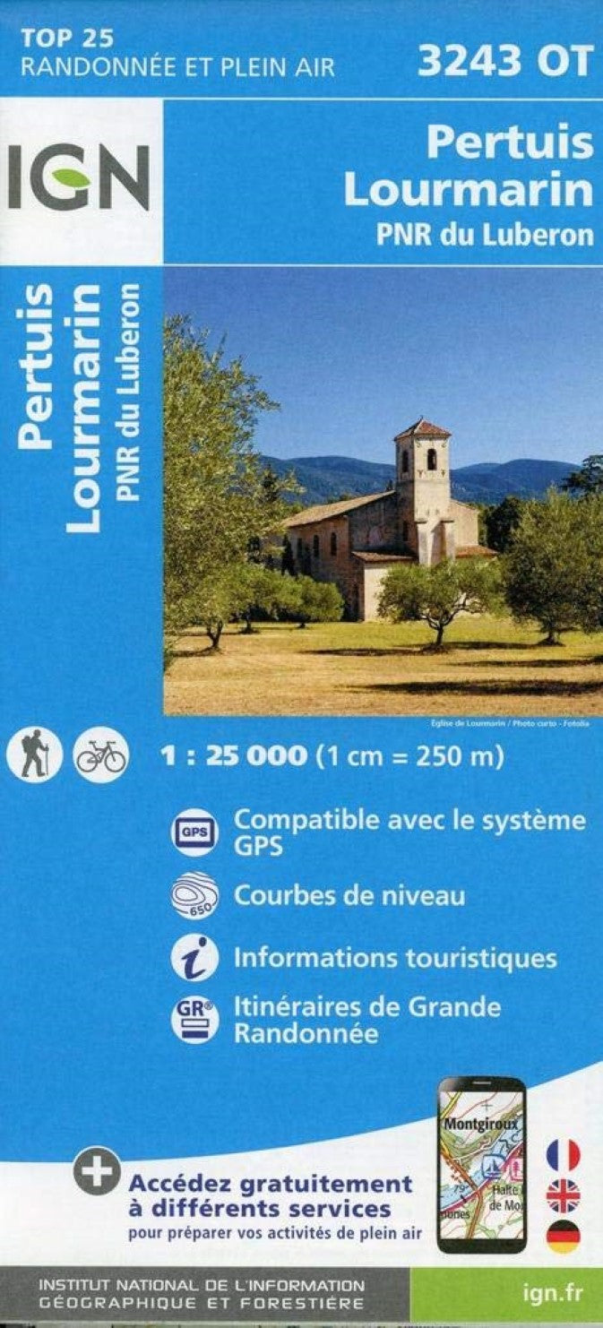 Hiking Map - Pertuis, Lourmarin & PNR Lubacron (France) - TOP 25 # 3243 OT