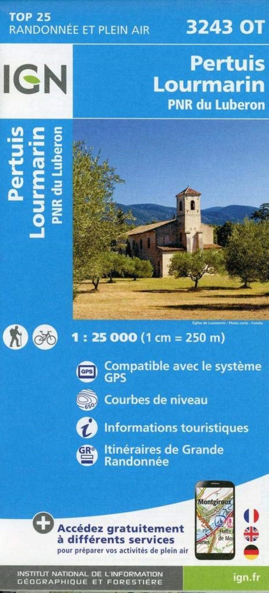 Hiking Map - Pertuis, Lourmarin & PNR Lubacron (France) - TOP 25 # 3243 OT
