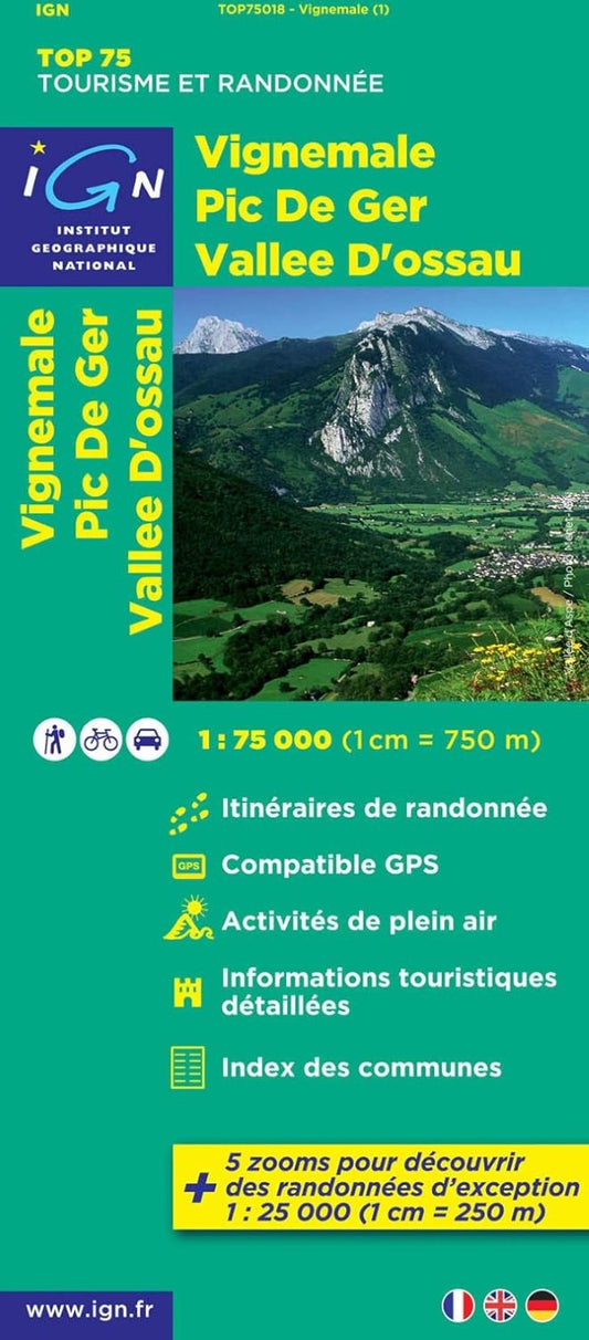 Vignemale - Pic de Ger - Vallée d'Ossau, France 1:75,000 Topographic Map #18