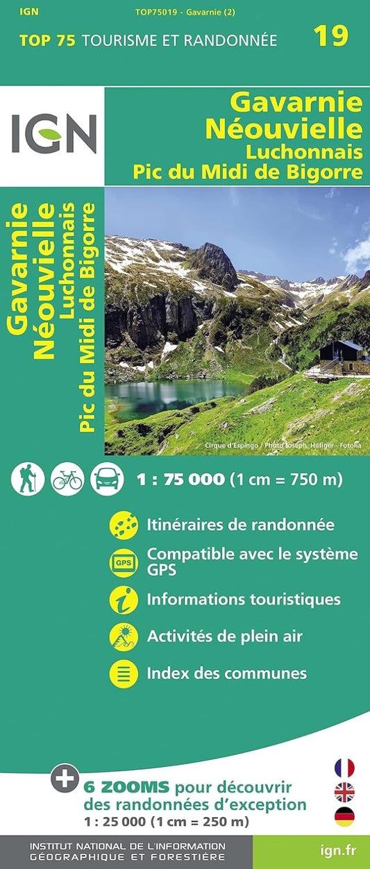 Gavarnie - Néouvielle - Luchonnais - Pic du Midi de Biggorre, France 1:75,000 Topographic Map #19