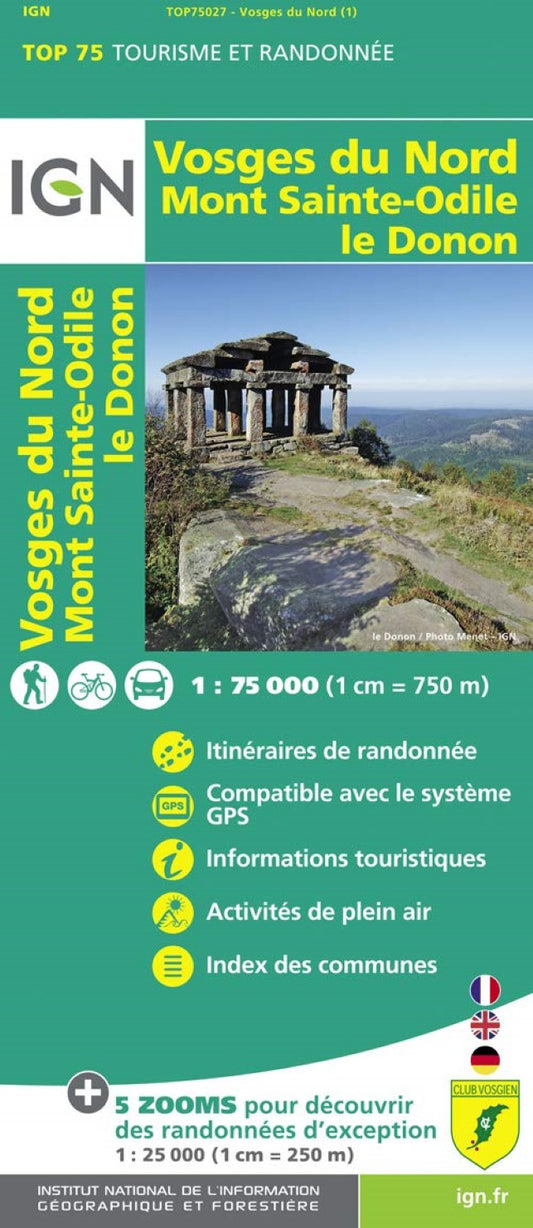 Vosges du Nord : Mont Sainte-Odile le Donon, France 1:75,000