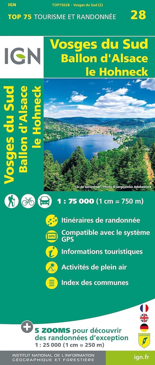 Vosges du Sud : Ballon d'Alsace - le Hohneck, France 1:75,000