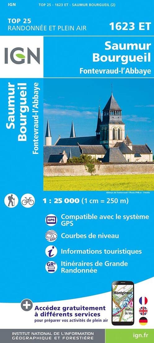 France 1:25,000 topo #1623E Saumur