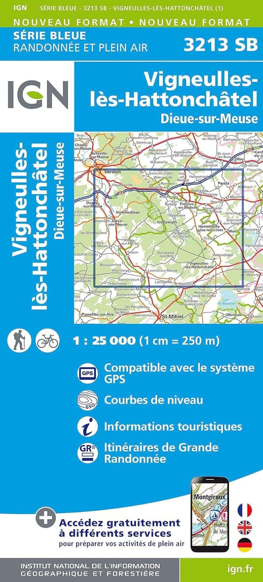 France 1:25,000 topo #3213E Vigneulies-les-HattonchGtel