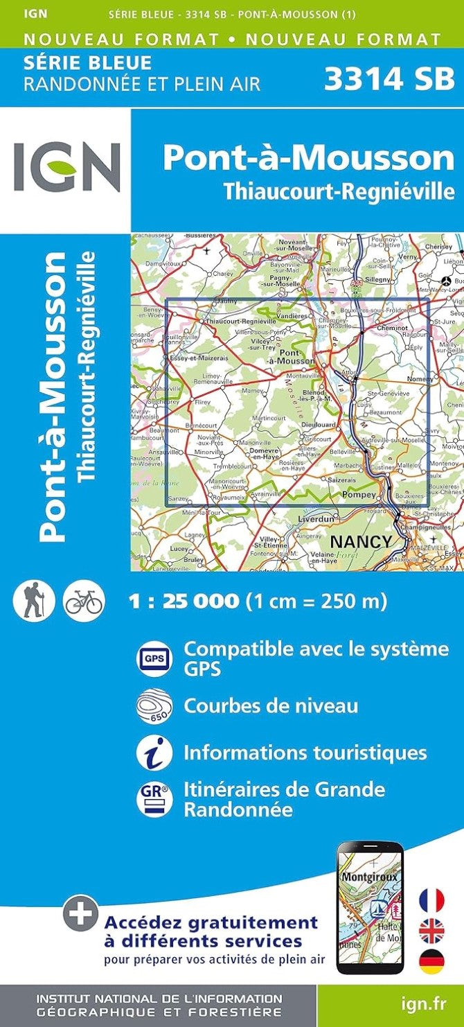 France 1:25,000 topo #3314SB Thiaucourt-RTgnieville