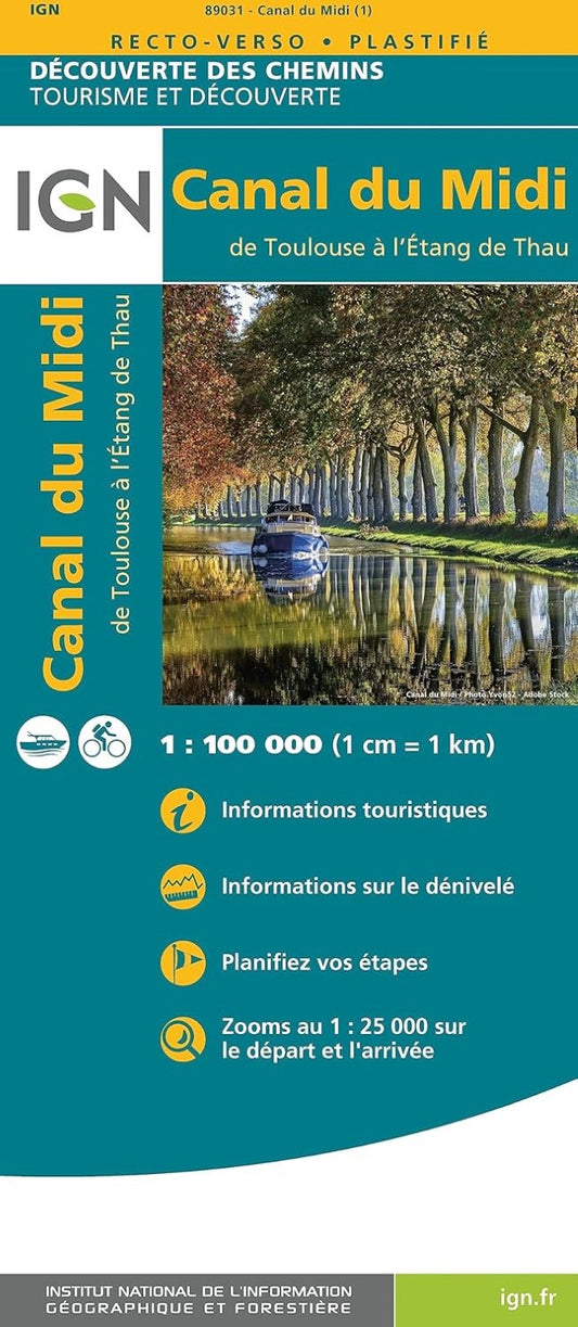 Canal du Midi - from Toulouse to the Etang de Thau Tourist Map