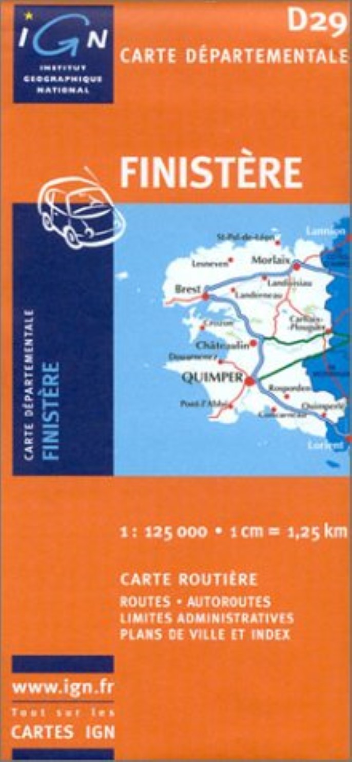 France Administrative Map D29, Finistère