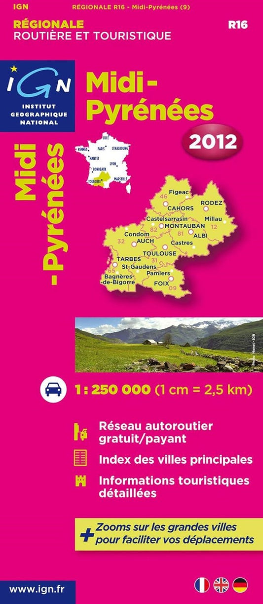 Midi Pyrenees Carte Regionale