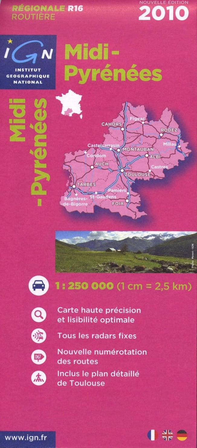 Midi Pyrenees Carte Regionale