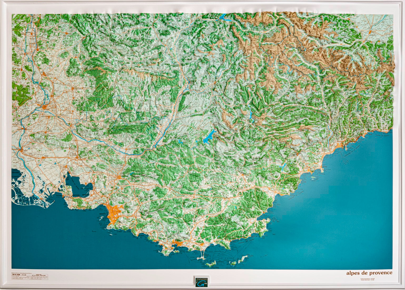 Alpes De Provence, France, Raised Relief Map