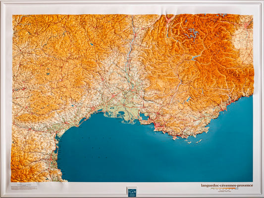Languedoc - Cévennes - Provence raised relief map