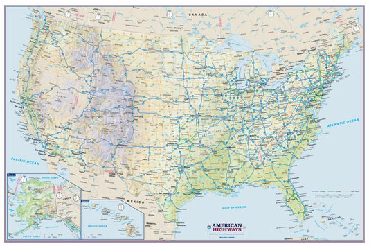 2023 American Highways 24" x 36" Wall Map - Tyvek