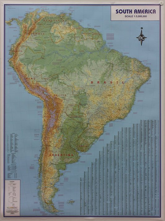 South America Wall Map, Paper