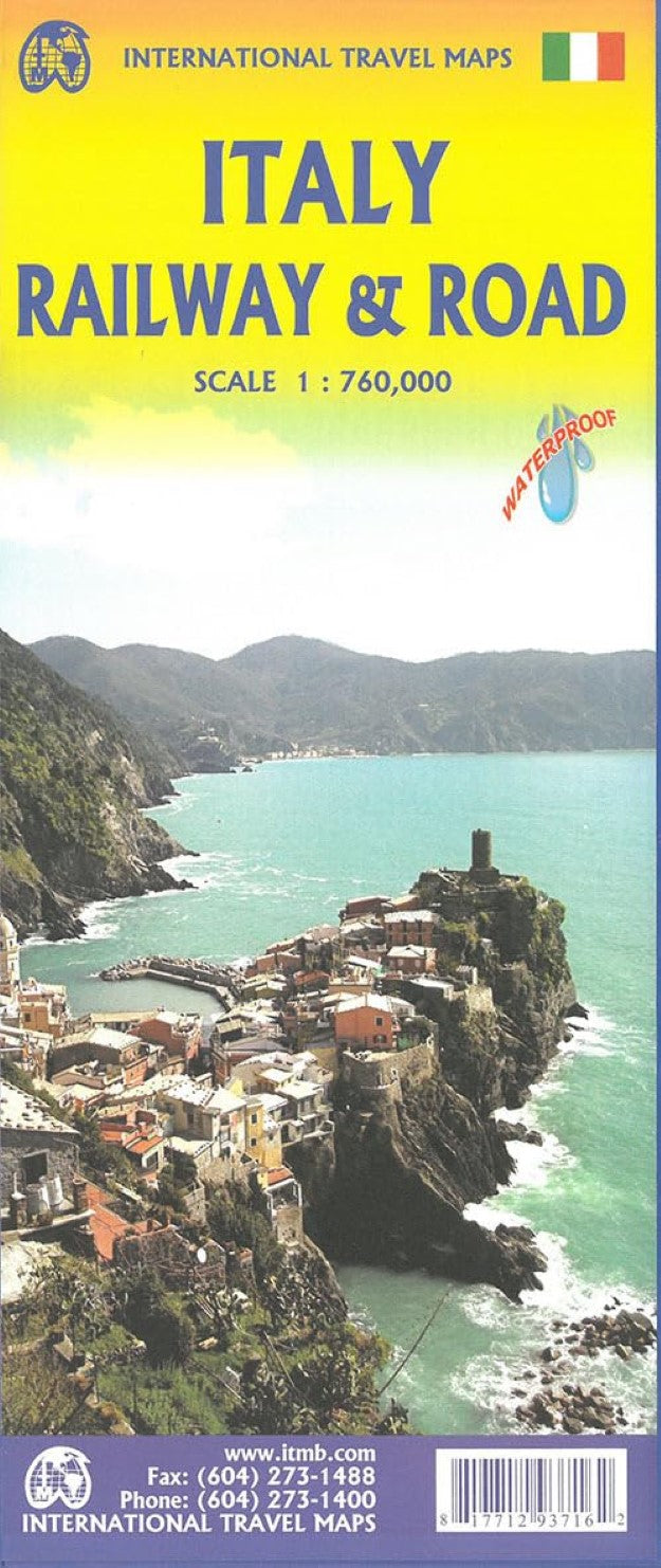Italy Railway & Road Map (Waterproof)