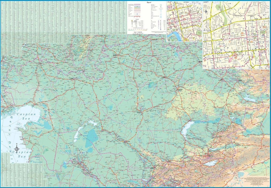 Kazakhstan & Uzbekistan : scale 1:1,580,000 / 1:3,000,000