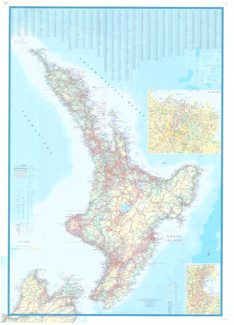 New Zealand North Island Wall Map