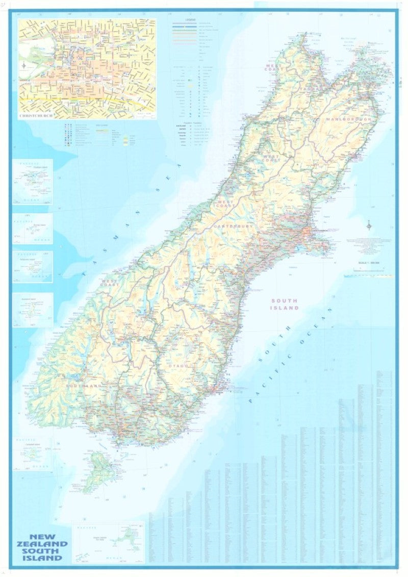 New Zealand South Island Wall Map
