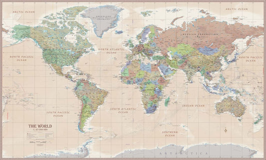 World Political Antique Wall Map