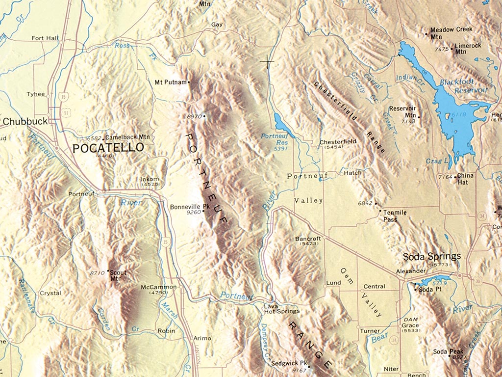 Idaho Elevation Tints Fine Art Print Map