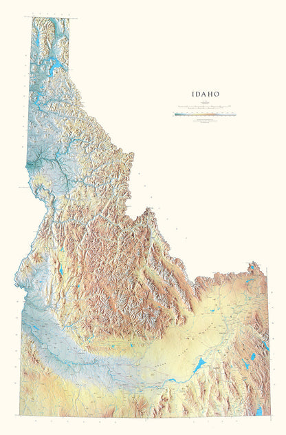 Idaho Elevation Tints Fine Art Print Map