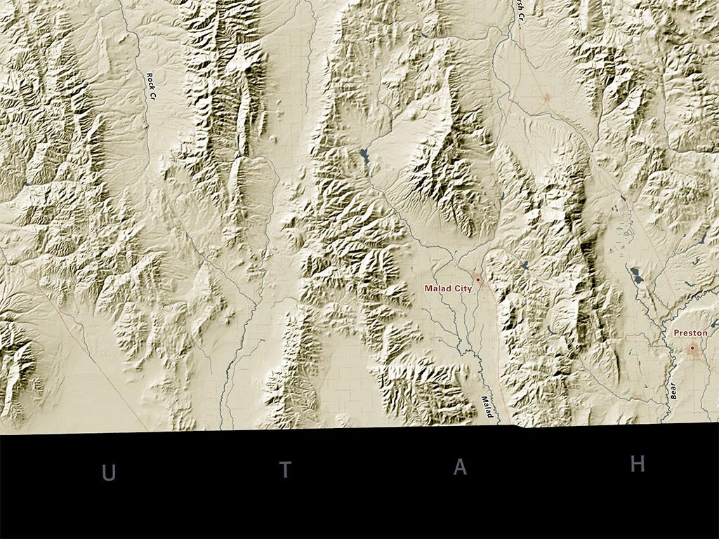 Idaho Landforms and Rivers Fine Art Print Map