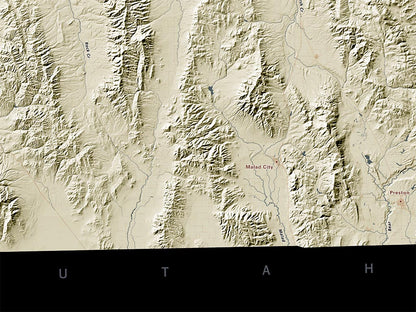 Idaho Landforms and Rivers Fine Art Print Map