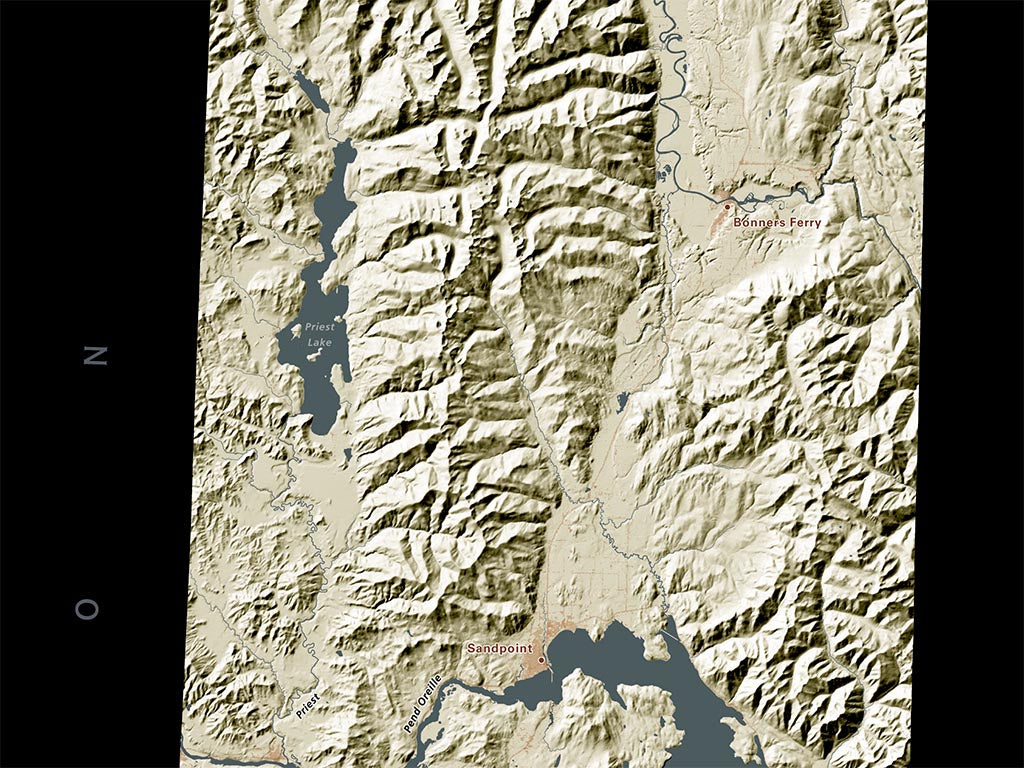 Idaho Landforms and Rivers Fine Art Print Map