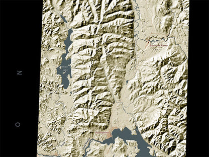 Idaho Landforms and Rivers Fine Art Print Map