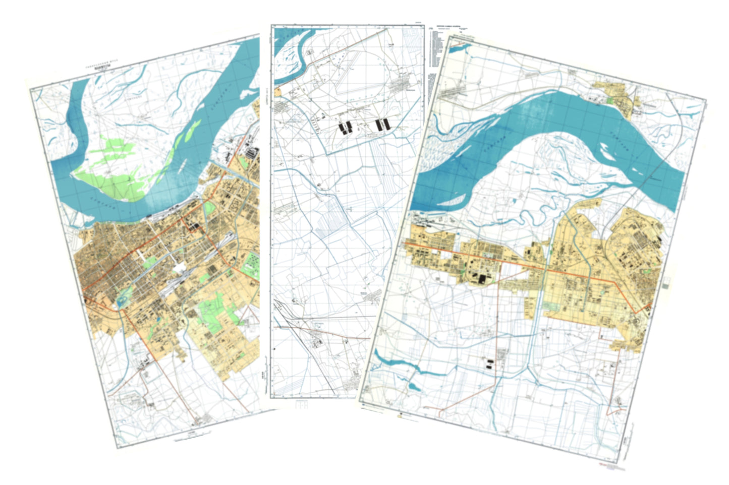 Jiamusi (China) 3-Sheet Map Set - Soviet Military City Plans