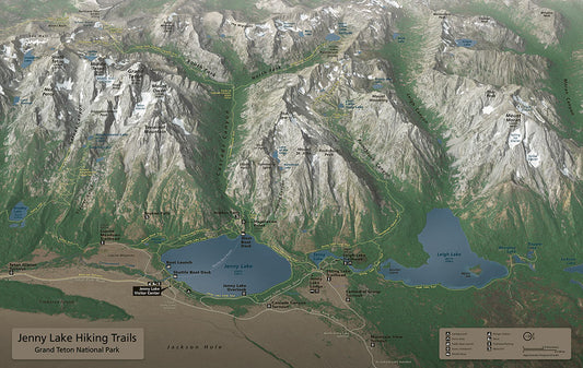 Jenny Lake Hiking Trails - Laminated