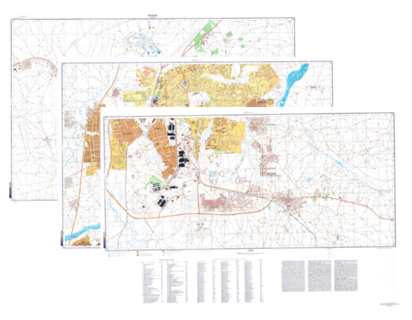 Kaduna (Nigeria) 3-Sheet Map Set - Soviet Military City Plans