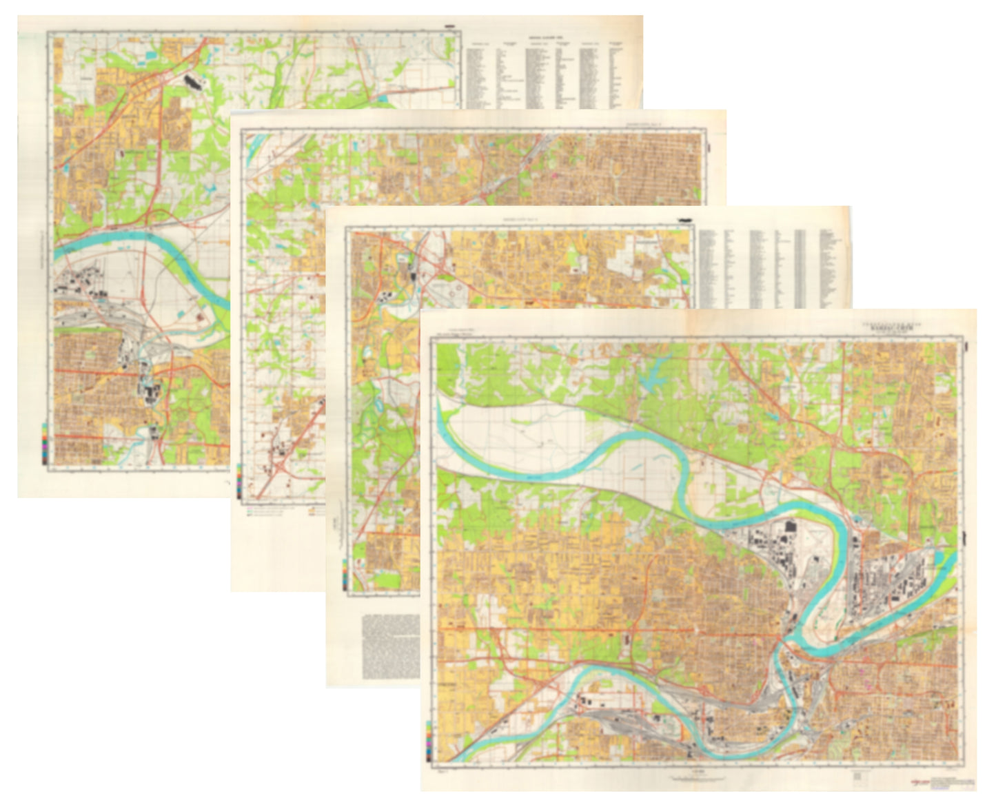 Kansas City, KS/MO (USA) 4-Sheet Map Set - Soviet Military City Plans