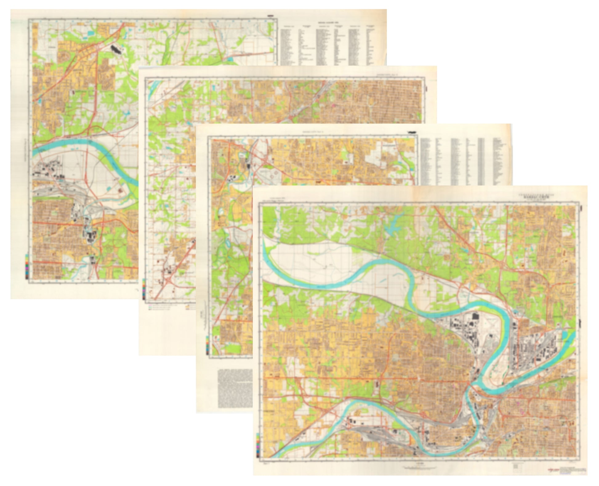 Kansas City, KS/MO (USA) 4-Sheet Map Set - Soviet Military City Plans